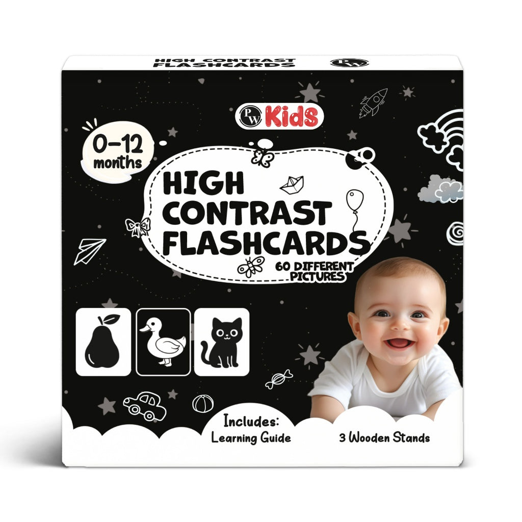 High Contrast Flashcards For New Born Baby | Educational Black & White 60 Pictures | Tummy Time Toys For Babies - 0 to 12 Months For Visual Stimulation & Sensory Development | Gifts for Infants