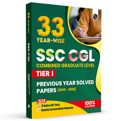 PW 33 SSC CGL PYQ (Combined Graduate Level) Tier 1 Previous Year Solved Papers (2025-2018) with 5 Online Mock Tests For 2026-27 Exam | Yearwise PYQs | Fully Solved | English Edition