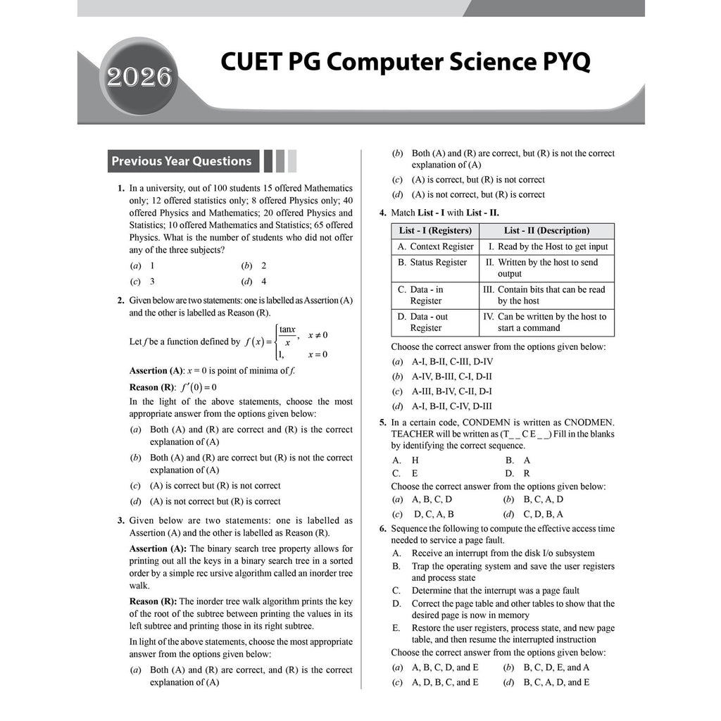 CUET PG Computer Science Concept Theory and 6 Years PYQ Book (2026-2021) | Ideal for JMI, BHU, DU, & Other Central & Universities