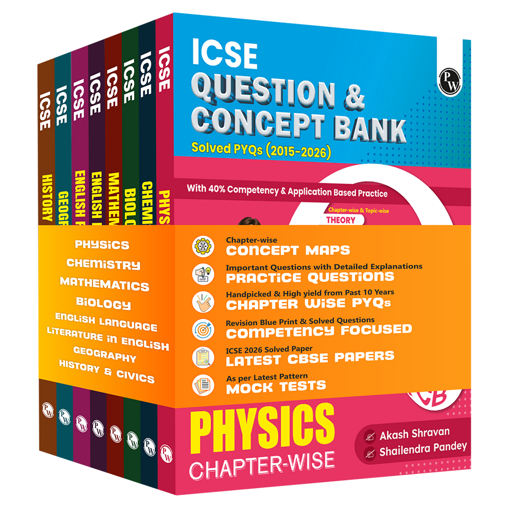 Class 10 ICSE Question & Concept Bank 2027 Physics, Chemistry, Maths, Biology, English Paper 1 (Language), English Paper 2 (Literature), Geography, History and Civics Combo Set of 8 Books