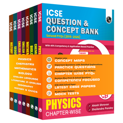 Class 10 ICSE Question & Concept Bank 2027 Physics, Chemistry, Maths, Biology, English Paper 1 (Language), English Paper 2 (Literature), Geography, History and Civics Combo Set of 8 Books