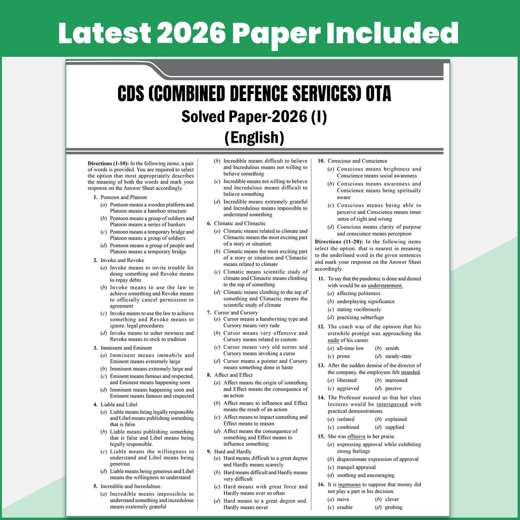 CDS OTA Book 2026 - 23 Previous Year Question Papers (Till April 2026) PYQ | Chapterwise & Topicwise 5000+ PYQs with Detailed Solutions | Covered English & General Knowledge