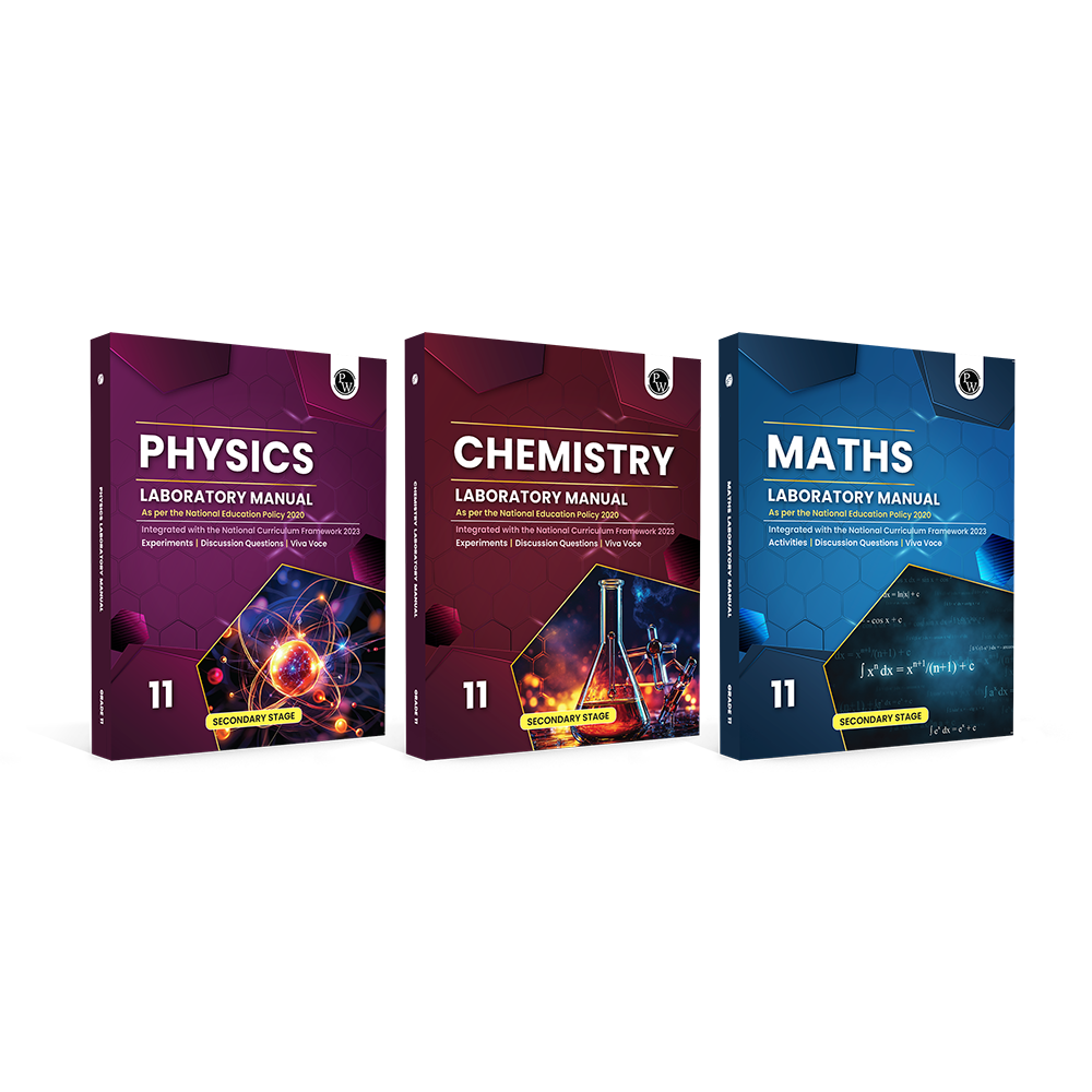 Academy Grade 11 Laboratory Manual Maths, Physics and Chemistry Combo Set of 3 Books As Per The National Education Policy 2020 | Experiments, Discussion Questions, Viva Voce