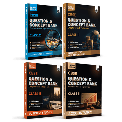 CBSE Question & Concept Bank (QCB) Class 11 Accountancy, Business Studies, Microeconomics & Statistics (Economics) Combo Set of 4 Books Chapter-wise and Topic-wise Solved Questions