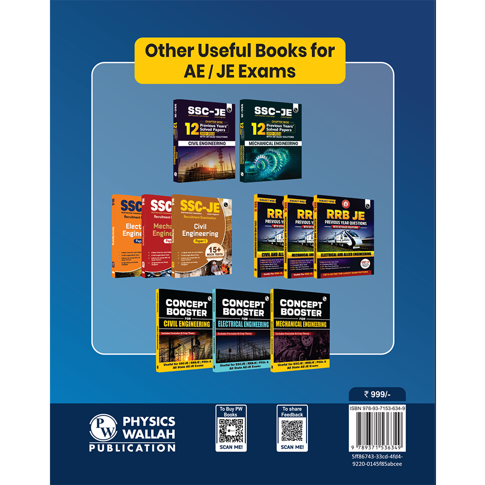 PW SSC JE Electrical Engineering PYQ Chapterwise 12 Previous Years Solved Papers (2024-2012) | 3300+ Objective Questions with Detailed Text Solutions| 12 Years PYQs