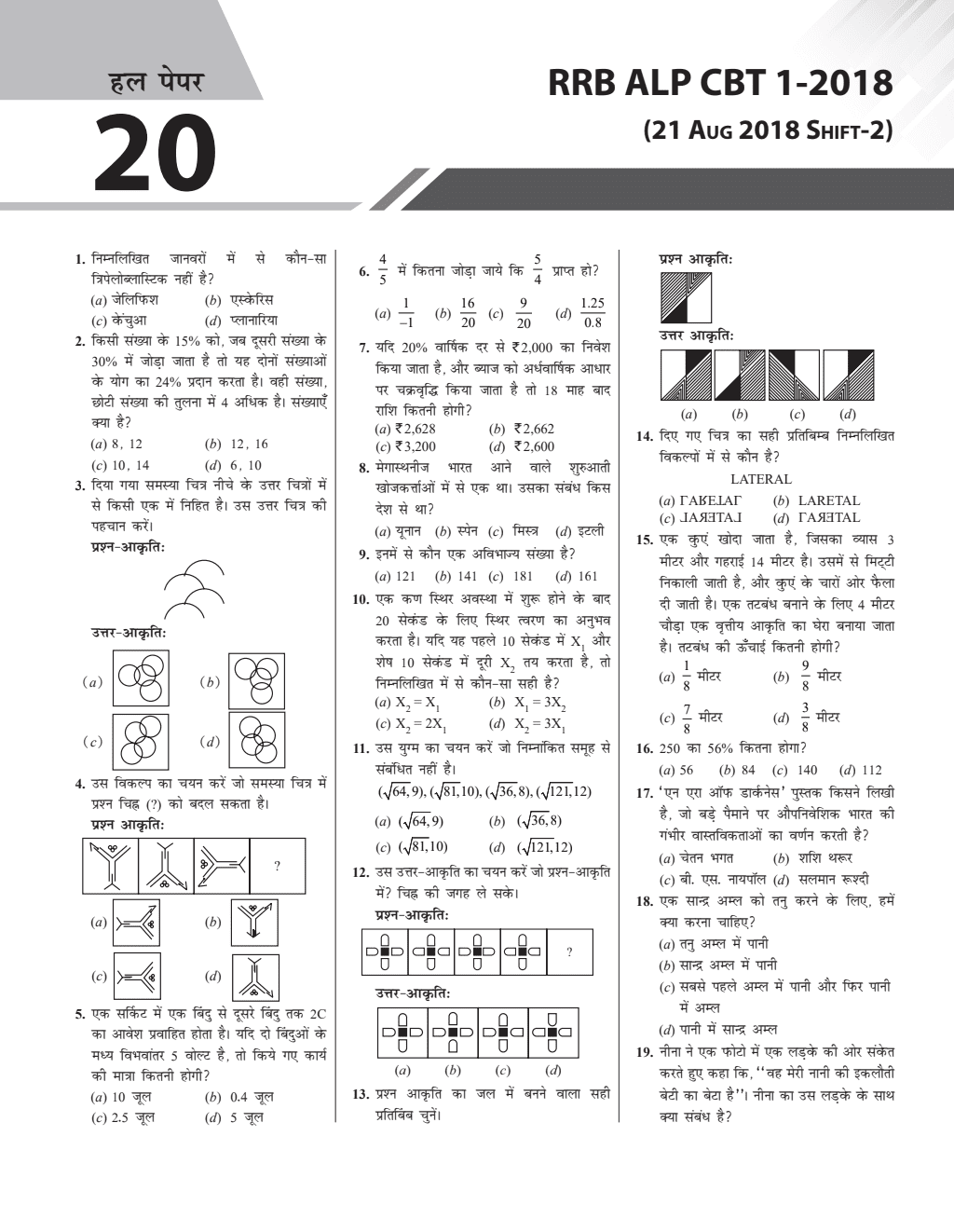 All in one RRB Assistant Loco Pilot (ALP)/Technician 2024 CBT Paper-1 Study Package with Chapterwise Theory and Exercises Including 20 Previous Solved Papers (PYQs) and 10 Practice Sets l Hindi