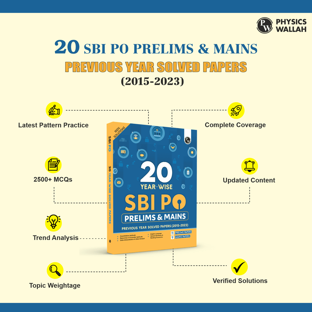 20 SBI PO Prelims & Mains Previous Year Solved Papers (2015-2023) For Exam 2024-2025 | Past Questions | PYQ | English Edition