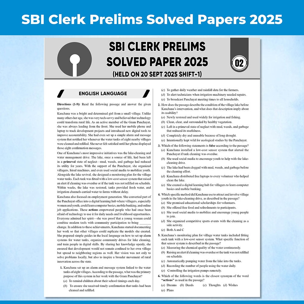 24 SBI Clerk Prelims & Mains Previous Year Solved Papers (Till Nov 2025) with 15 Online CBT Tests For 2026 Exam | 3500 PYQ Questions | Fully Solved