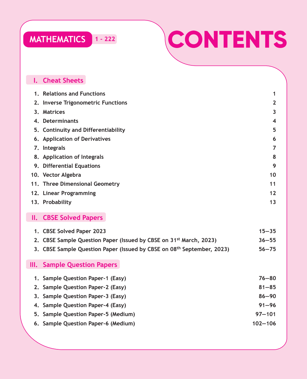 CBSE 15 Sample Question Papers Class 12 Mathematics for 2024 Exam (Mock Test Paper) Adhering to Competency - Based Learning | Embedded Videos and Cheat Sheet for Revision | PYQ 2023 Solved Paper