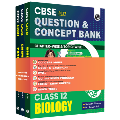 CBSE Question & Concept Bank (QCB) Class 12 Physics, Chemistry, Biology COMBO Set of 3 Books Chapterwise & Topicwise Solved Questions For 2027 Exams