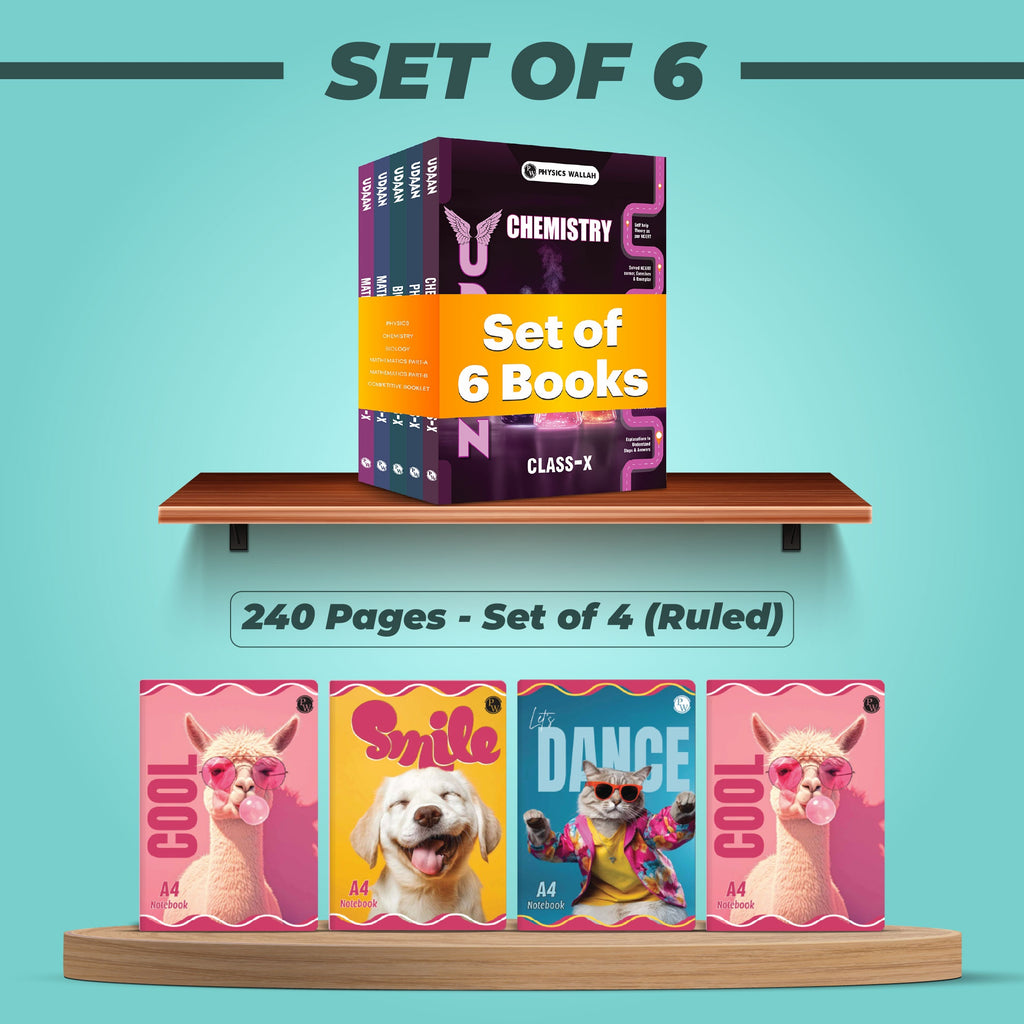 Udaan For Class 10 Physics, Chemistry, Mathematics Part A & B, Biology, Competitive Booklet Combo Set of 6 Books (2026 Edition) & Set Of 4 NB