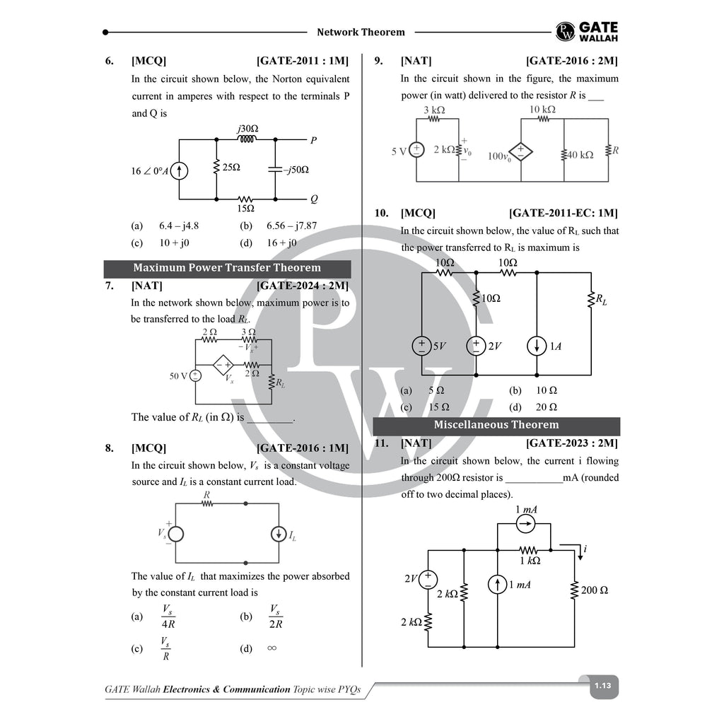 GATEWALLAH Electronics & Communication Engineering and Engineering Mathematics & General Aptitude Combo Set of 2 Topicwise Previous Years Questions with Video Solutions For 2027 Exams