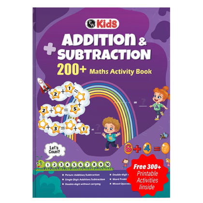 200+ Addition & Subtraction Maths Activity book for 3 to 6 Years Old | Free 300+ Worksheets, Activities and Parenting Tips | Addition Subtraction Practice Book, Word Problems & Puzzles