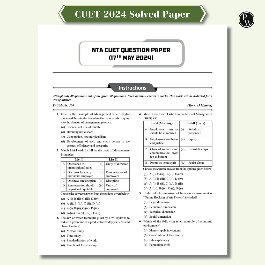 CUET (UG) Business Studies 2025 Chapterwise & Topicwise Question Bank with Past Year Questions and Mock Test | Latest 2024 Solved PYQ, NCERT Short Notes, MCQs