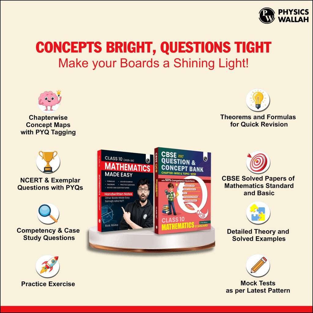 CBSE Class 10 Mathematics Made Easy Handwritten Notes with Question & Concept Bank (QCB) Maths Standard By Ritik Mishra Combo Set of 2 Books For 2026-27 Board Exams