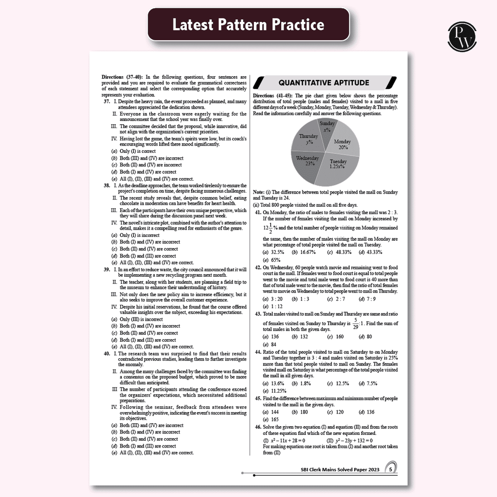 All in One SBI Clerk Prelims and Mains 2024-25 Exams | 10 Previous Year Solved Papers (PYQs) 2018 - 2023 with 5 Online Practice Sets | English Edition