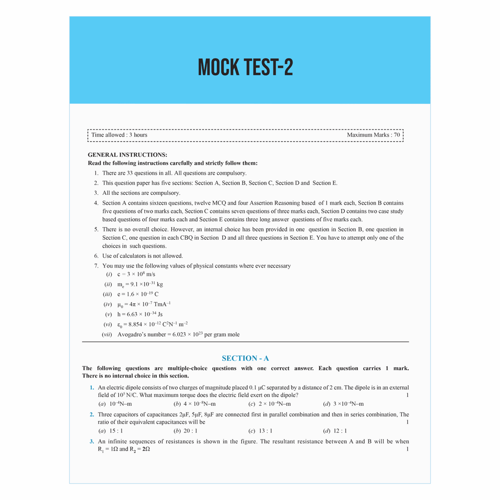 CBSE Question & Concept Bank (QCB) Class 12 Physics 2024 - 2025 Chapter-wise and Topic-wise Solved Questions