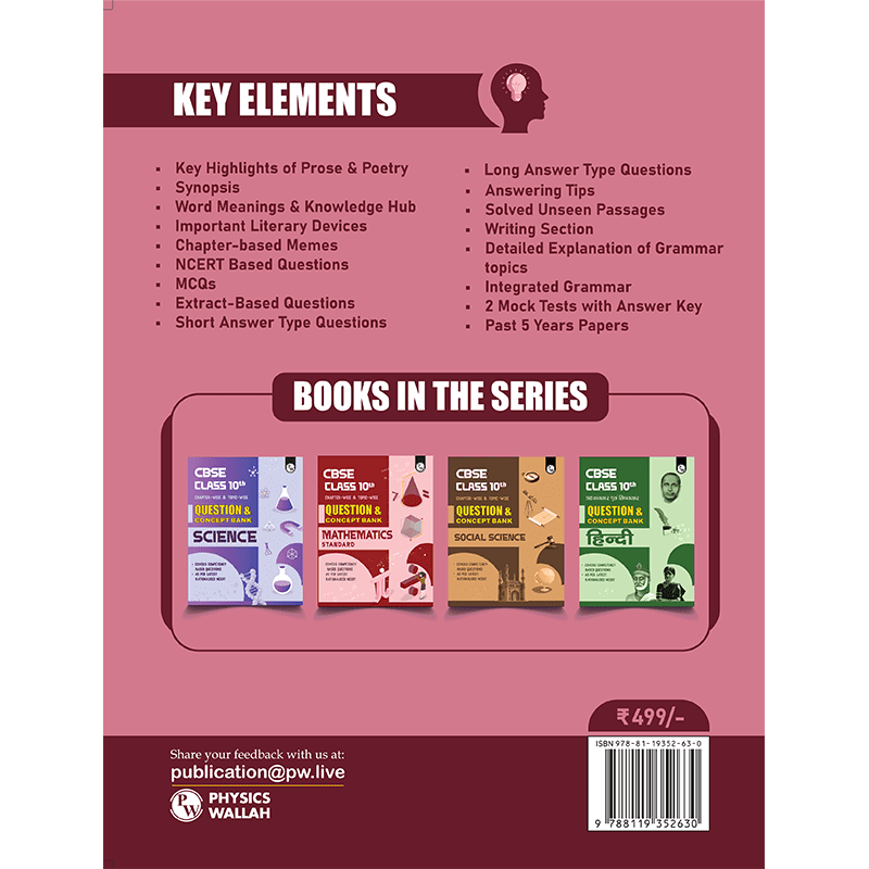 CBSE Class 10th English Language & Literature Question & Concept Bank Chapterwise & Topicwise Exam 2023 - 2024 | Previous year paper covered