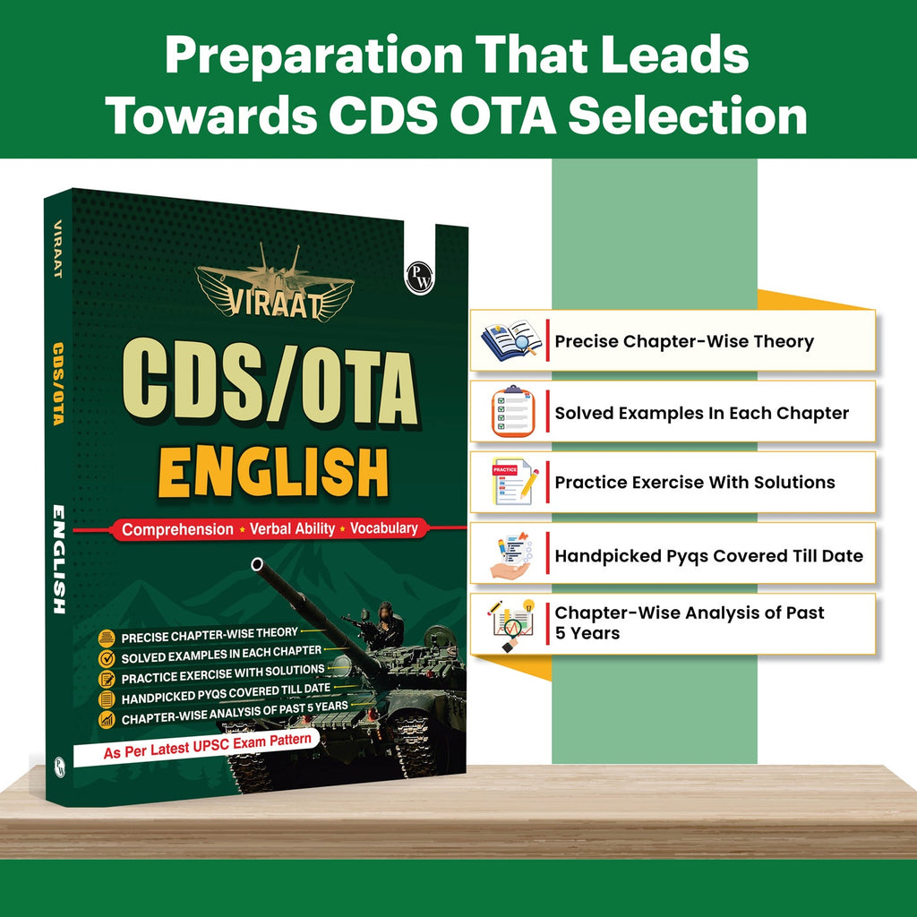 Viraat CDS OTA Book 2026 English | PYQ (2026-21) | Latest 2026 Solved Paper | Chapterwise Theory, Solved Examples, Practice Exercises & Past Year Questions