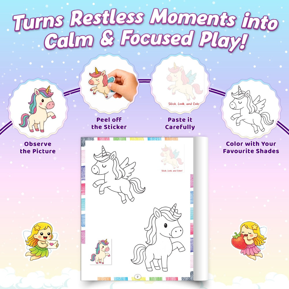 100+ Unicorn, Mermaid and Fairy Activities for kids with Stickers, Coloring & Video narrations