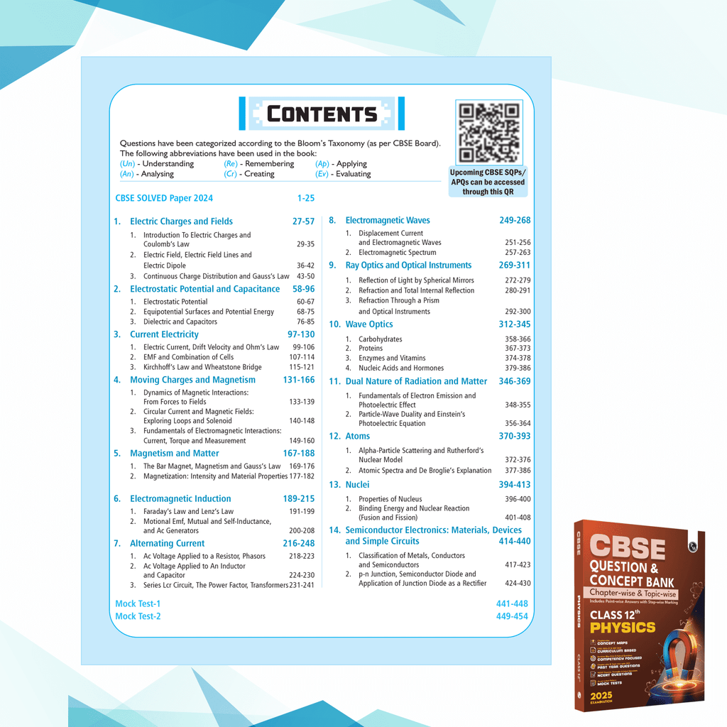 CBSE Question & Concept Bank (QCB) Class 12 Physics 2024 - 2025 Chapter-wise and Topic-wise Solved Questions