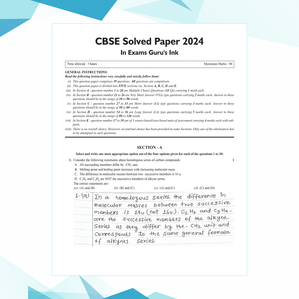 CBSE 15 Sample Question Papers Class 10 Science for 2025 Exam | Competency-Based Learning | PYQ 2024 with Topper's Explanations, CBSE SQP & CBSE Practice Questions