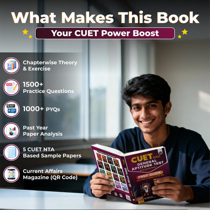 CUET (UG) General Aptitude Test & English Chapterwise & Topicwise Theory & Exercise with PYQ (2025-2022) | Most Probable Question Bank | Prep Guide | Mock Tests for Exam 2026