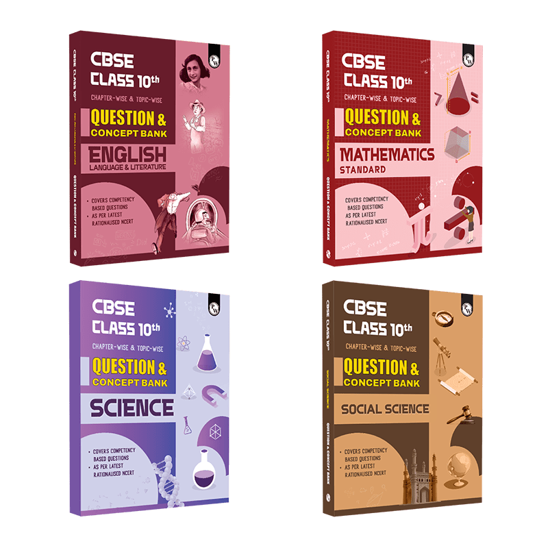 CBSE Class 10th English + Mathematics + Science and Social Science Combo Set of 4 Books Question & Concept Bank Chapterwise & Topicwise Exam 2023 - 2024 | Previous Year Paper Covered