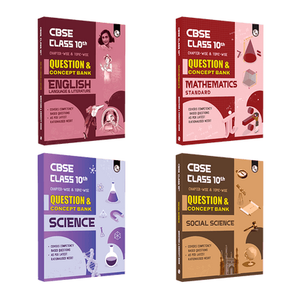CBSE Class 10th English + Mathematics + Science and Social Science Combo Set of 4 Books Question & Concept Bank Chapterwise & Topicwise Exam 2023 - 2024 | Previous Year Paper Covered