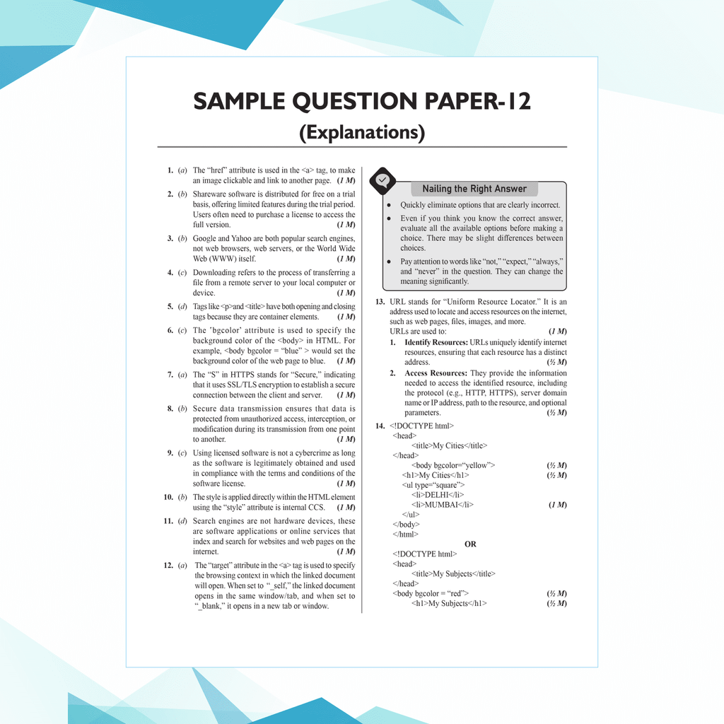 CBSE 15 Sample Question Papers Class 10 Computer Applications for 2025 Exam | Competency-Based Learning | PYQ 2024 with Topper's Explanations, CBSE SQP & CBSE Practice Questions