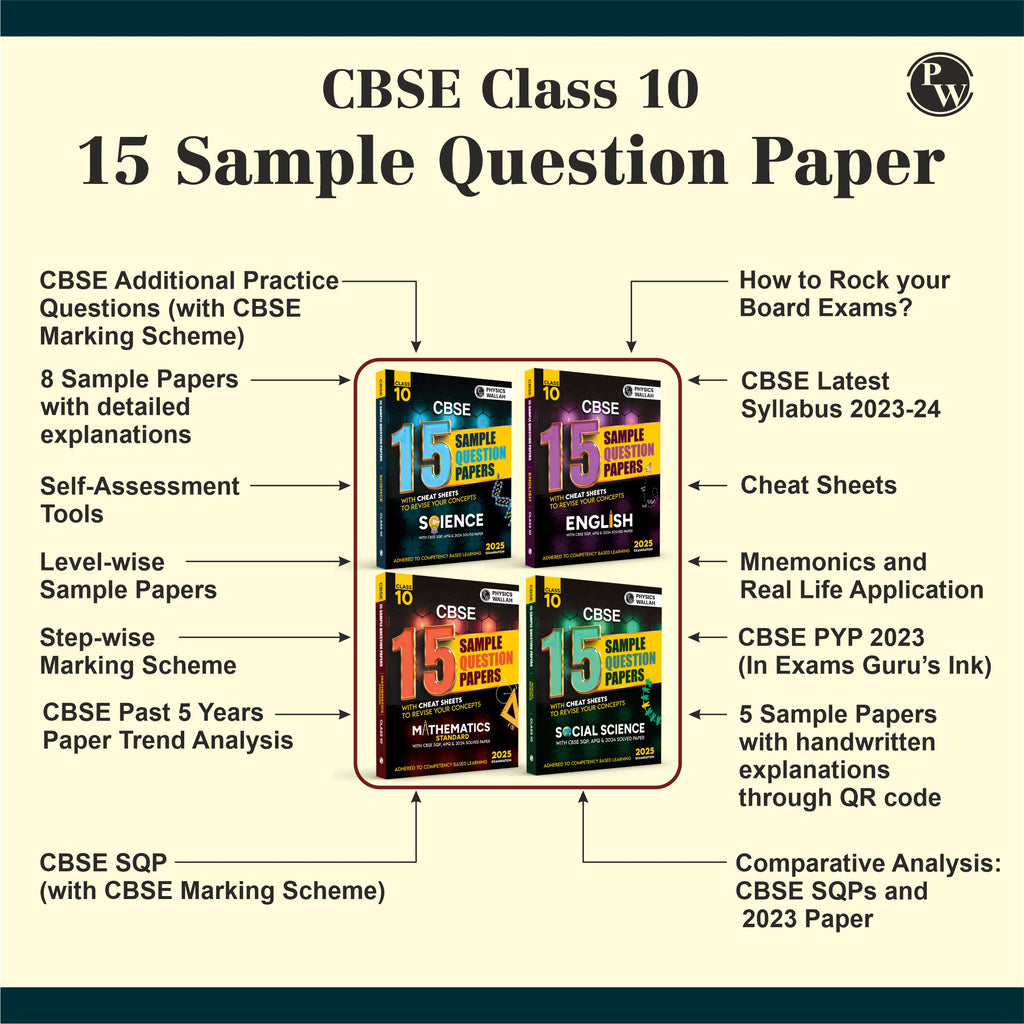 CBSE 15 Sample Question Papers Class 10 Science, Mathematics (Standard), English and Social Science Combo Set of 4 Books For 2025 Exam | 100 Most Probable Questions