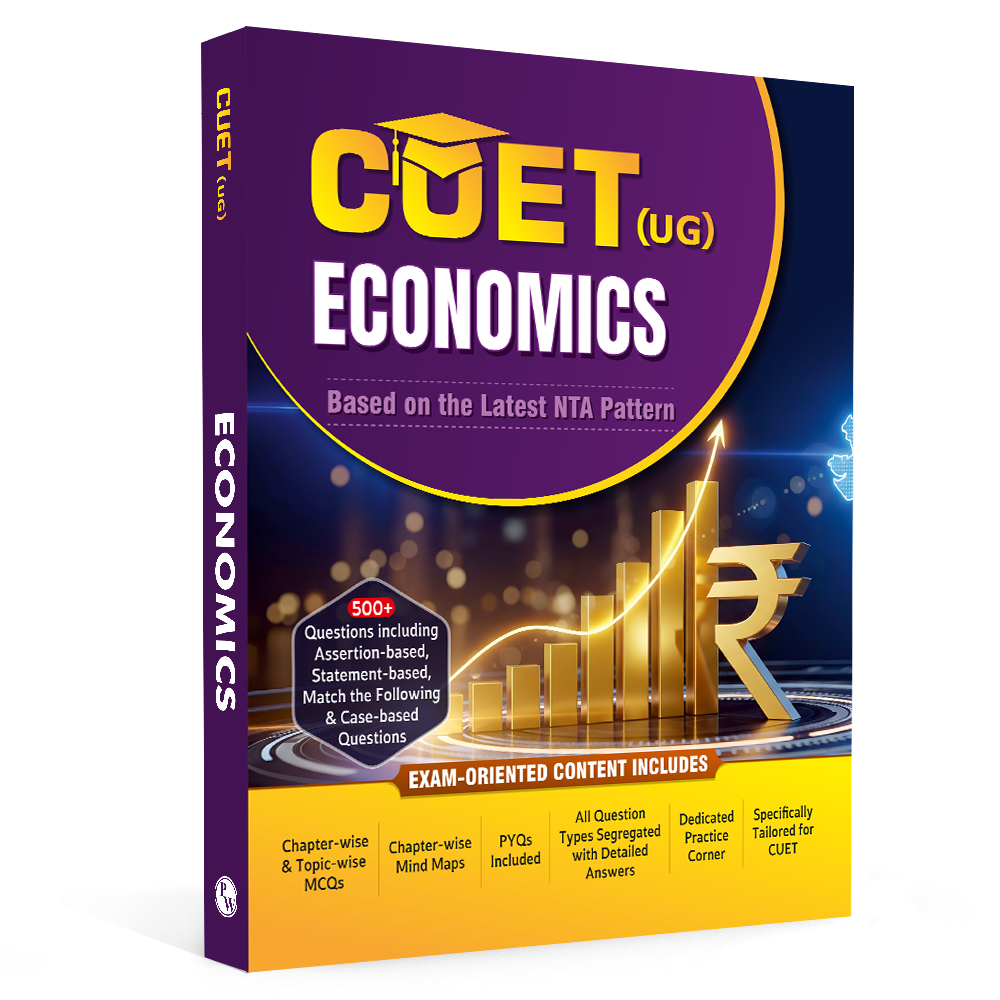 CUET (UG) Economics 2026 Chapterwise & Topicwise Question Bank with Past Year Questions PYQs and Mock Test | Mind Maps and Practice MCQs