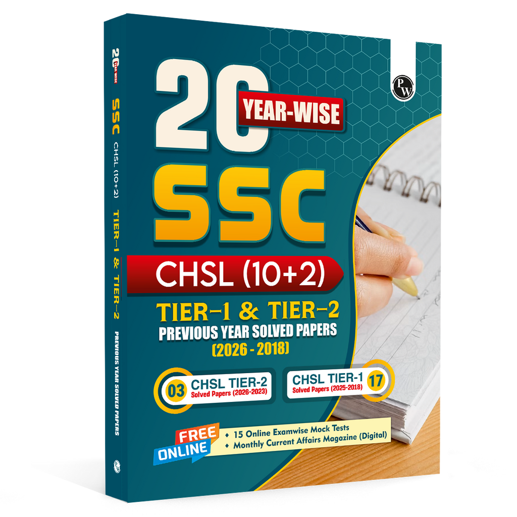 PW SSC CHSL PYQ (10+2) 20 Year-wise Previous Year Solved Papers PYQ (2026-2018) Tier 1 & 2 | 2100+ PYQ Questions with Solutions | 15 Online Mock Tests | Exam 2026-27 English Medium