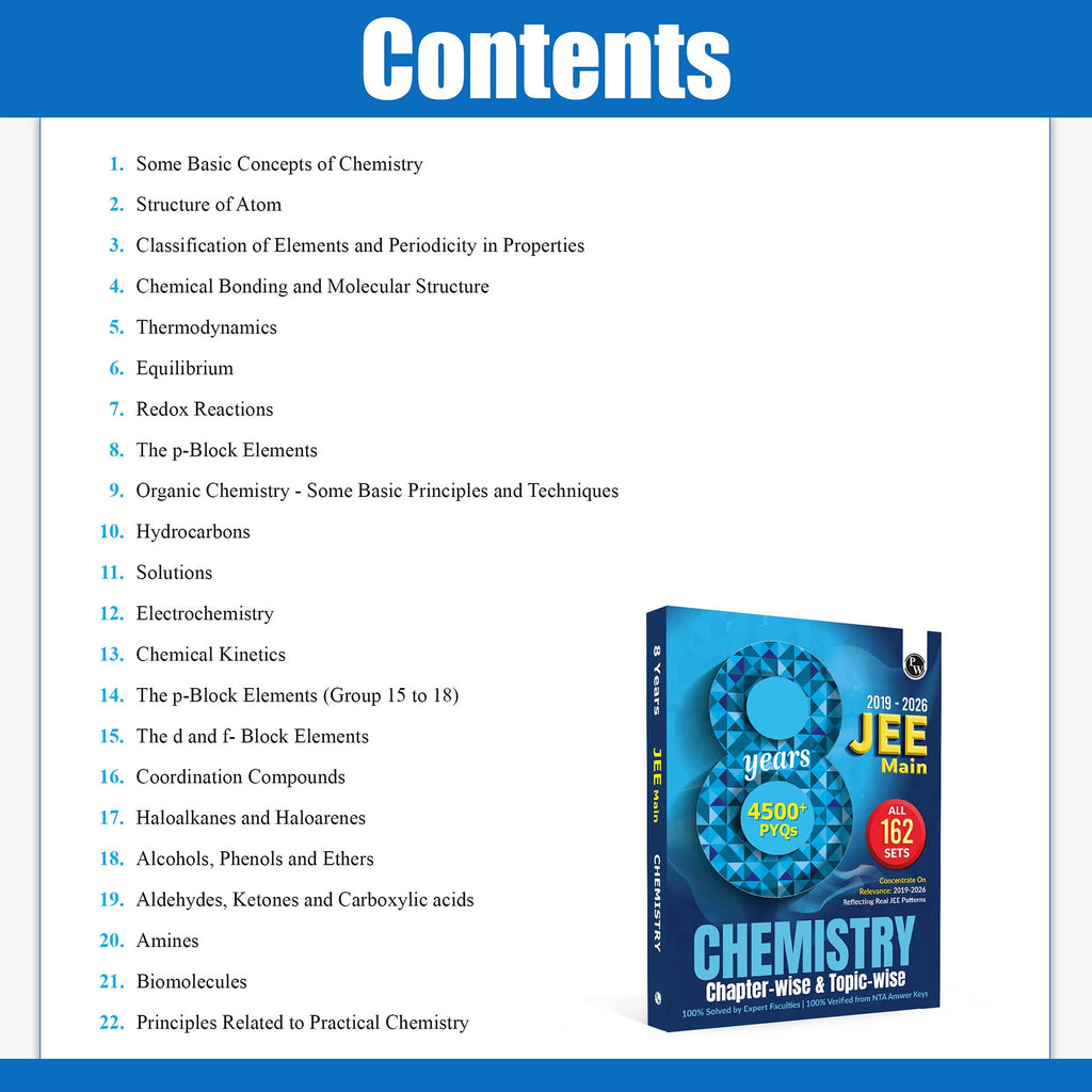 PW JEE Main 8 Years (2019 - 2026) PYQs Chemistry Chapterwise and Topicwise | All 162 Sets Previous Years Solved Papers For JEE Main 2027 Exams | Concentrate on Relevance
