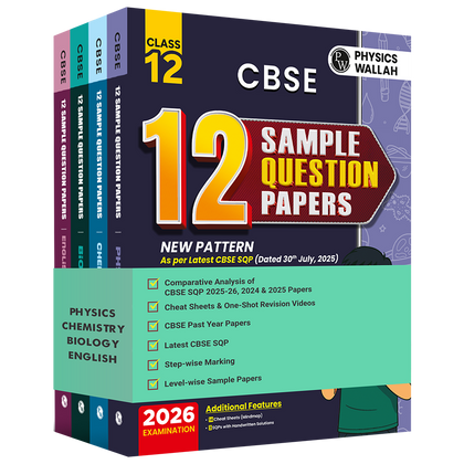 CBSE 12 Sample Question Papers Class 12 Physics, Chemistry, Biology & English Core Combo Set of 4 Books For 2026 Board Exam (As Per Latest SQP Dated 30 July 2025)