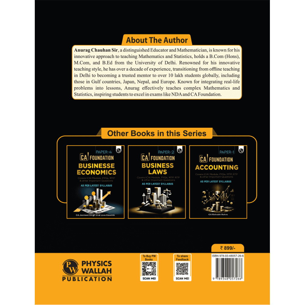 CA Foundation Paper 3 - Quantitative Aptitude 3rd Edition l Including PYQs, MTP, RTP and All Important Questions | Latest Syllabus For 2024 Exams
