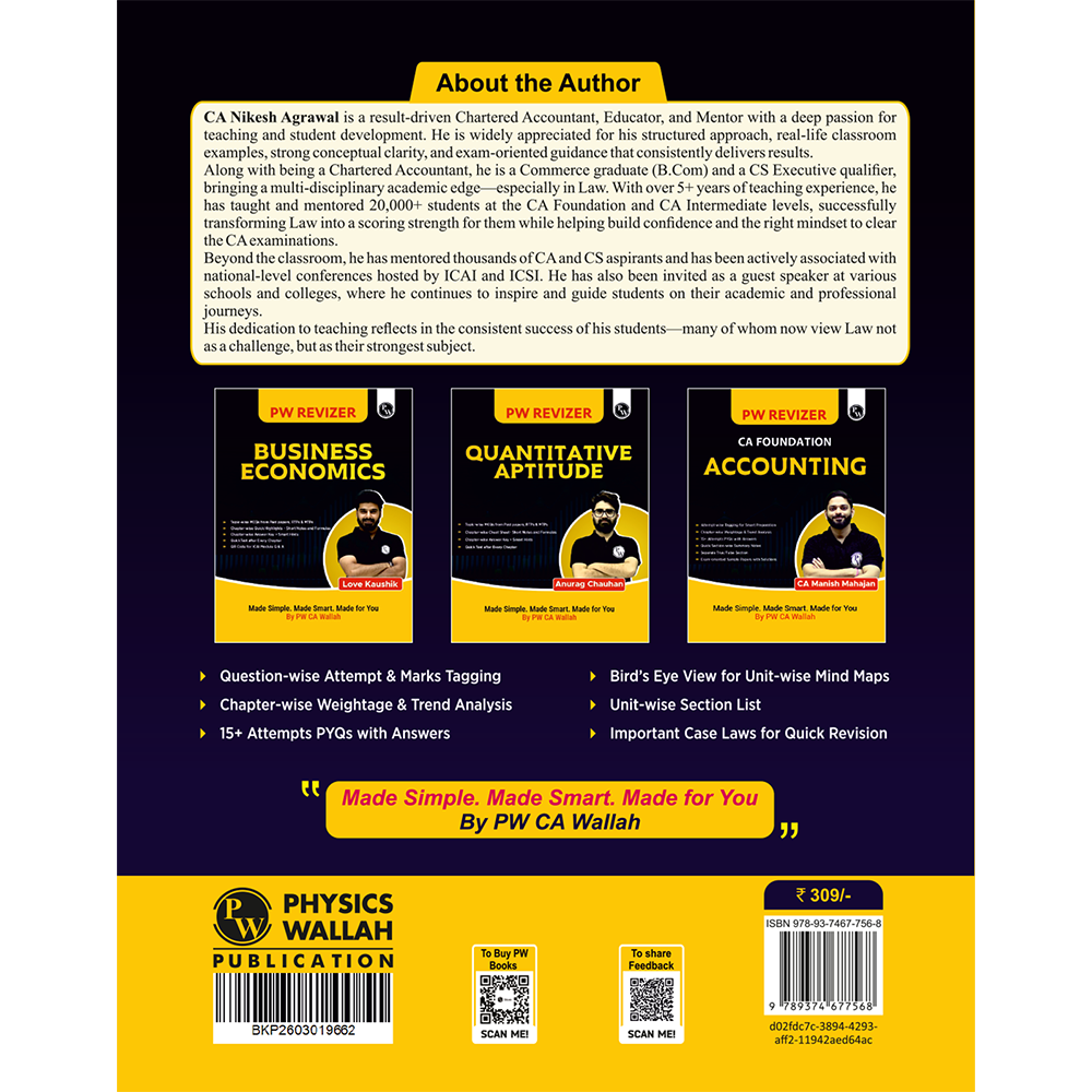 MCQ Revizer CA Foundation Business Laws By CA Nikesh Agrawal | Chapterwise Weightage Analysis & PYQs