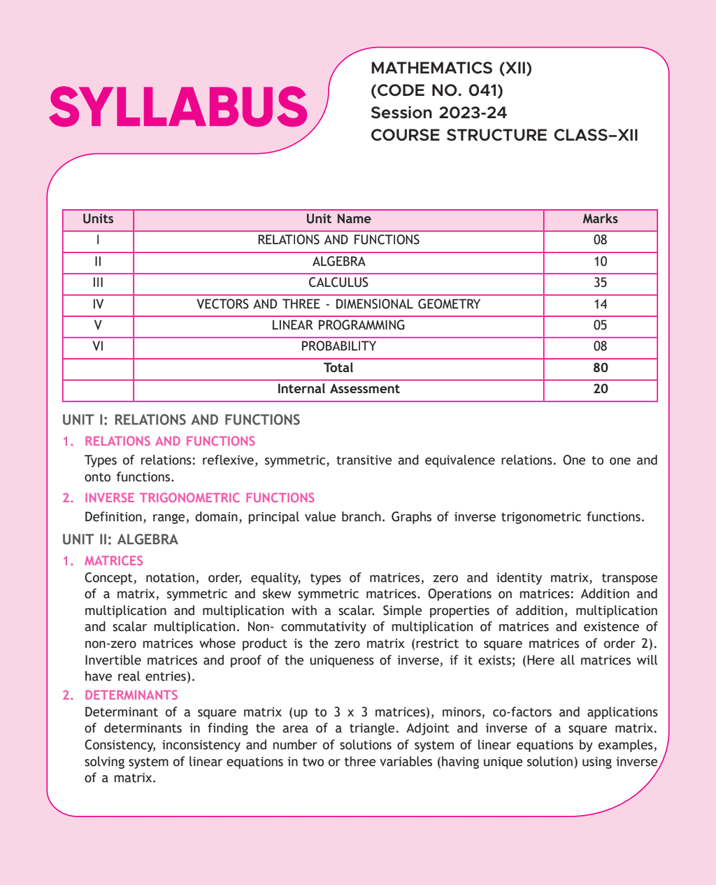 CBSE 15 Sample Question Papers Class 12 Mathematics for 2024 Exam (Mock Test Paper) Adhering to Competency - Based Learning | Embedded Videos and Cheat Sheet for Revision | PYQ 2023 Solved Paper