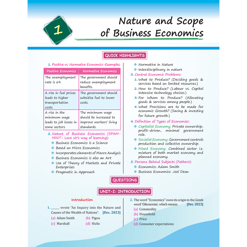 CA Foundation MCQ Revizer Book For Business Economics by Love Kaushik