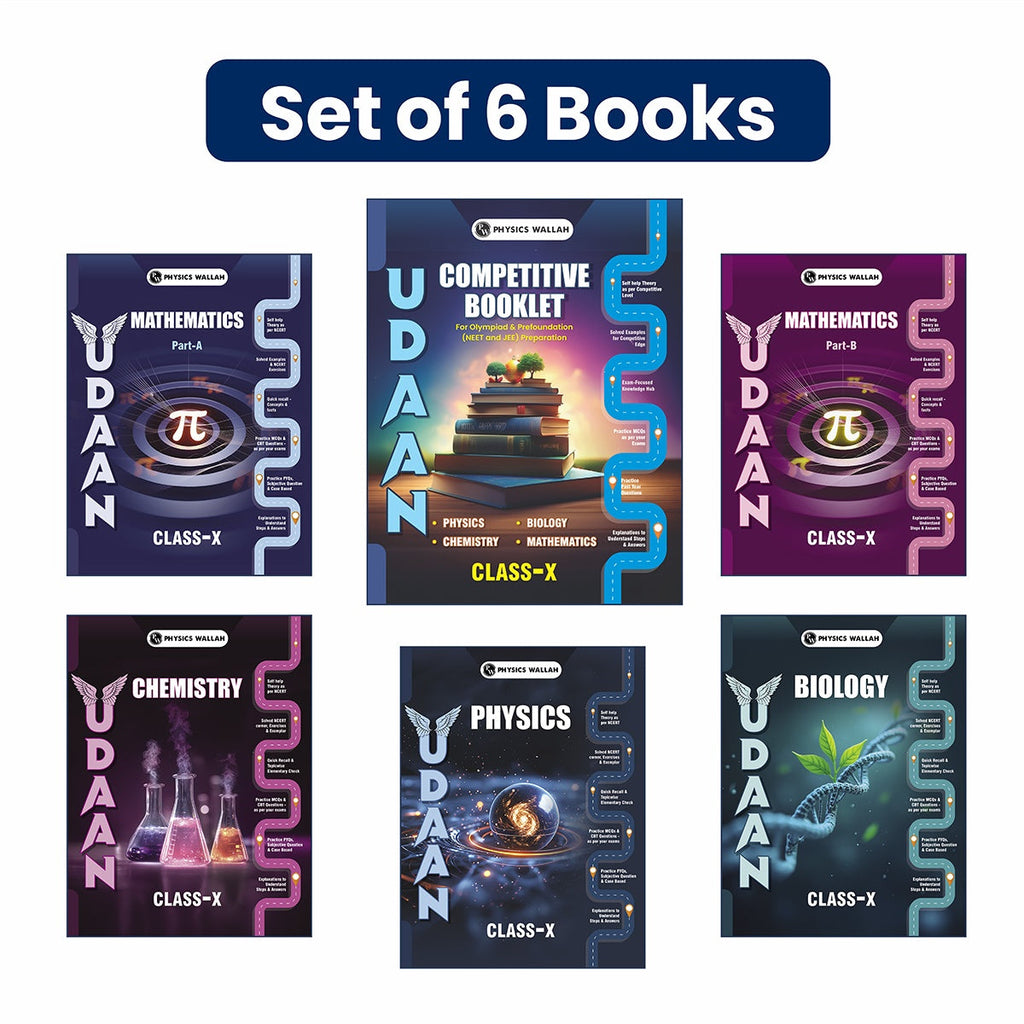 Udaan For Class 10 Physics, Chemistry, Mathematics Part A & B, Biology, Competitive Booklet Combo Set of 6 Books (2026 Edition) WIth  Digital Book