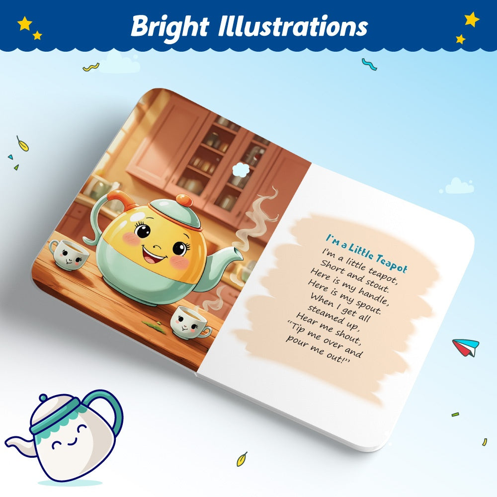 Nursery Rhymes Board Book For Kids – Colorful Illustrated Rhymes For Toddlers & Preschoolers, Fun Read-Aloud Book, Early Learning, First Words, Songs & Stories For Babies