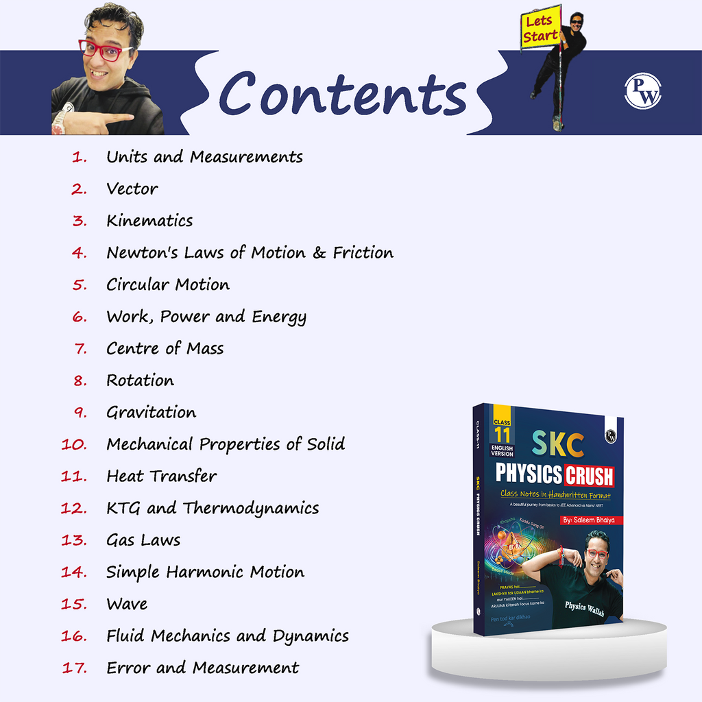 SKC Physics Crush Class 11 (English Edition) Handwritten Format Notes By Saleem Sir For JEE and NEET Exams | From Basic to JEE Advanced via JEE/ NEET
