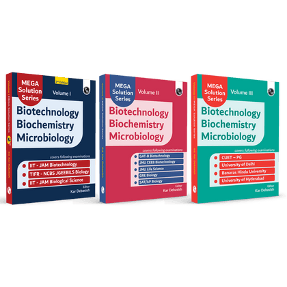 Mega Solution Series Biotechnology Biochemistry Microbiology Volume 1, 2 & 3 Combo Set of 3 Books By Debasish Kar For 2025-2026 Exams