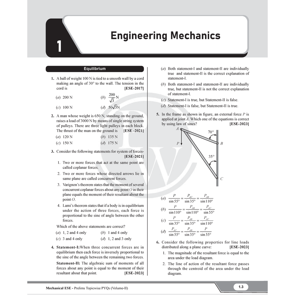 UPSC ESE Topicwise Previous Years Solved Questions Mechanical Engineering Preliminary Examination Volume 1 & 2 and General Studies & Engineering Aptitude Combo Set of 3 Books for 2026 Exams