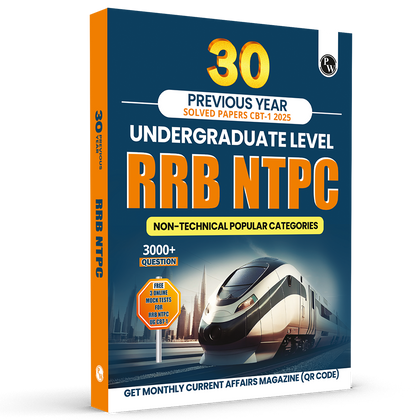 RRB NTPC Undergraduate 30 Previous Year Solved Papers CBT-1 2025 (PYQ) | 3000+ Questions | 3 Online Mock Tests for Exam 2026 | English Medium