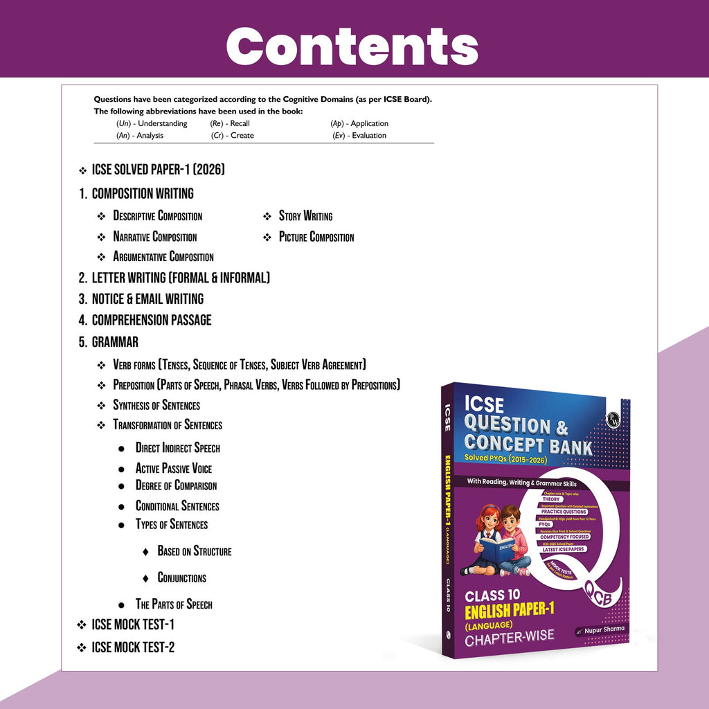 PW ICSE Class 10 Question & Concept Bank English Paper 1 (Language) for 2027 Exam | Chapterwise & Topicwise By Nupur Sharma | Reading, Writing & Grammar Skills | Important Practice Questions