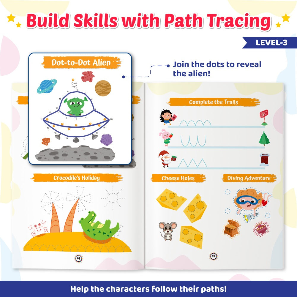 200+ Pattern Tracing Workbook For Kids (4 Levels of Learning) | Free 500+ Printable Worksheets | Scribbles, Tracing Lines & Curves, Shapes, Patterns & Paths, Handwriting, Reusable Practice Book