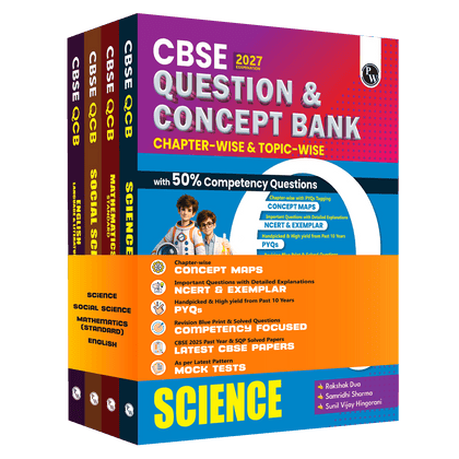 CBSE Question & Concept Bank (QCB) Class 10 Maths (Standard), Science, Social Science, English Combo Set of 4 Books Chapterwise & Topicwise Solved Questions For 2027 Exams