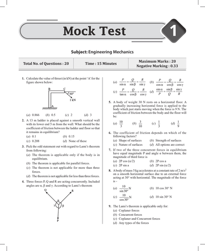 SSC JE Mock Test Mechanical Paper- I, 9 Subject wise Mock tests and 5 Full length Tests, Fresh 1200+ Questions based on new SSC JE exam pattern