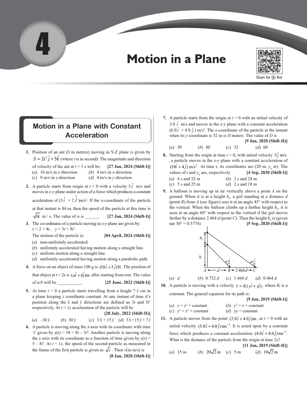 JEE Main 6 Years (2019-2024) Physics All Shifts Online Previous Years Solved Papers Chapterwise and Topicwise PYQs For JEE Main 2025 Exams